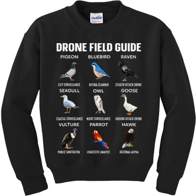 Birds Drone Field Guide They Aren’T Real Kids Sweatshirt