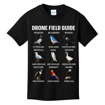 Birds Drone Field Guide They Aren’T Real Kids T-Shirt
