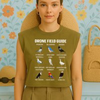 Birds Drone Field Guide They Aren’T Real Garment-Dyed Women's Muscle Tee