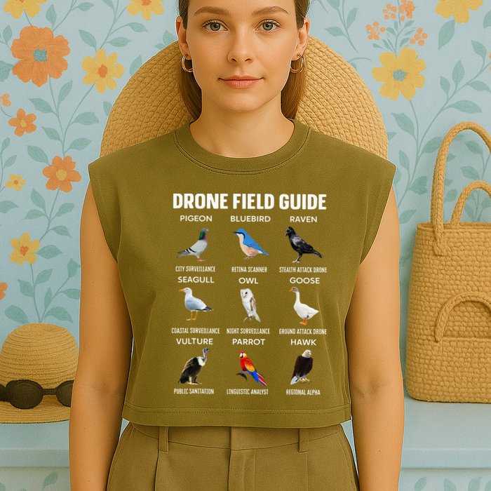 Birds Drone Field Guide They Aren’T Real Garment-Dyed Women's Muscle Tee