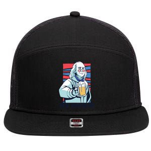 Ben Drankin Funny Ing Benjamin Franklin Meme July 4th Cool Gift 7 Panel Mesh Trucker Snapback Hat