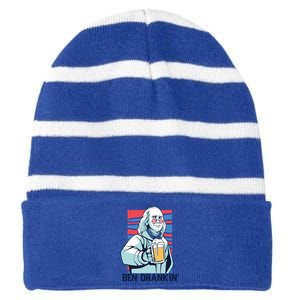 Ben Drankin Funny Ing Benjamin Franklin Meme July 4th Cool Gift Striped Beanie with Solid Band