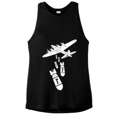 Bomber Dropping F Bombs Funny retro boy Ladies PosiCharge Tri-Blend Wicking Tank
