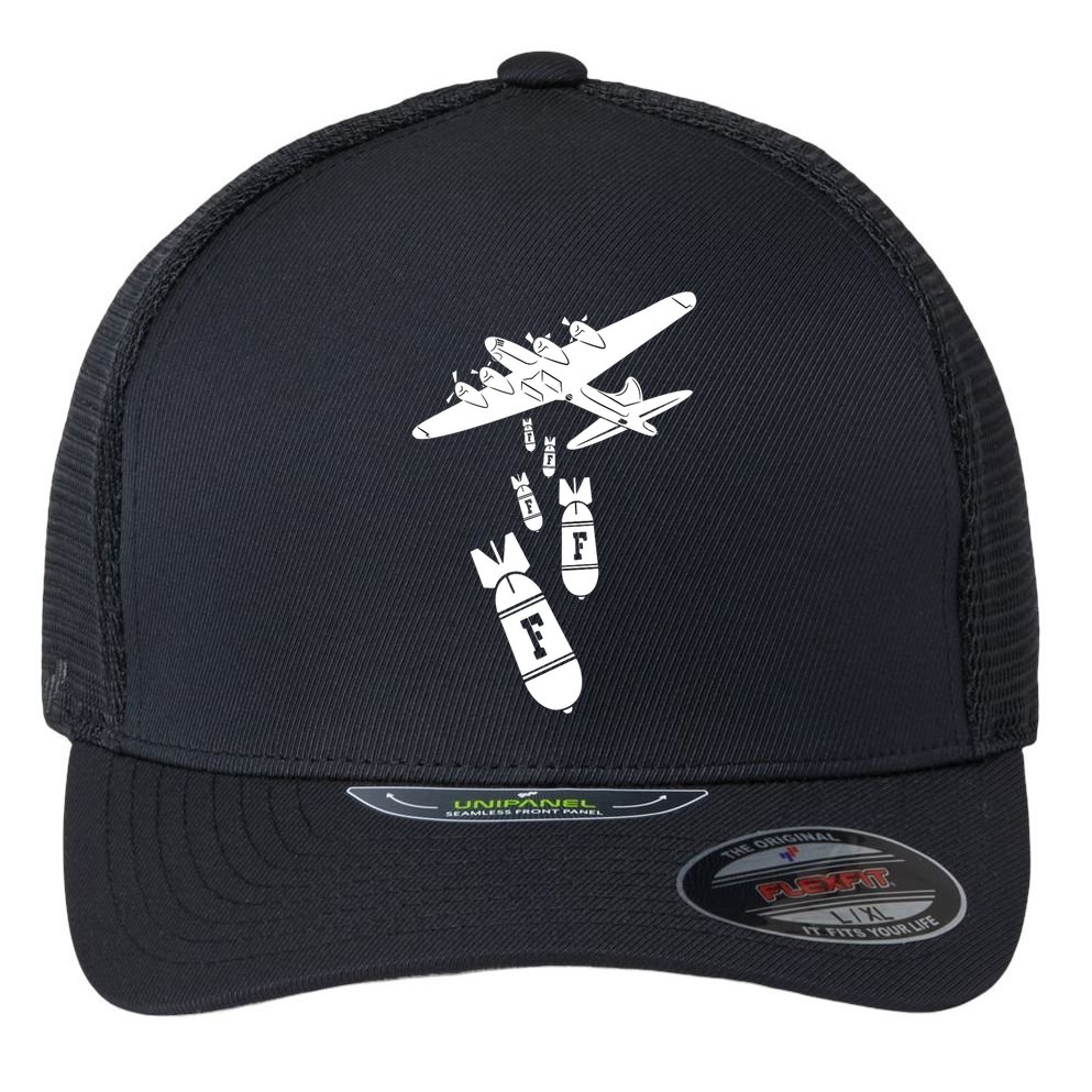Bomber Dropping F Bombs Funny retro boy Flexfit Unipanel Trucker Cap