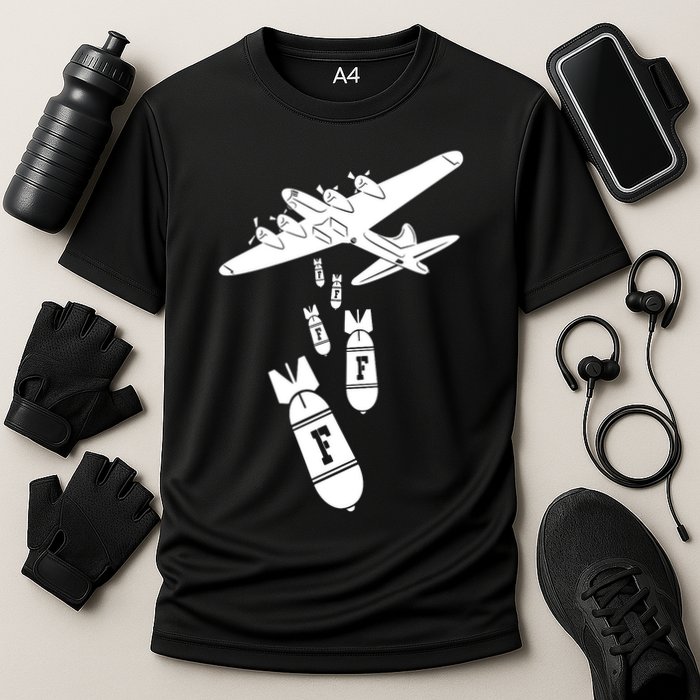 Bomber Dropping F Bombs Funny retro boy Cooling Performance Crew T-Shirt