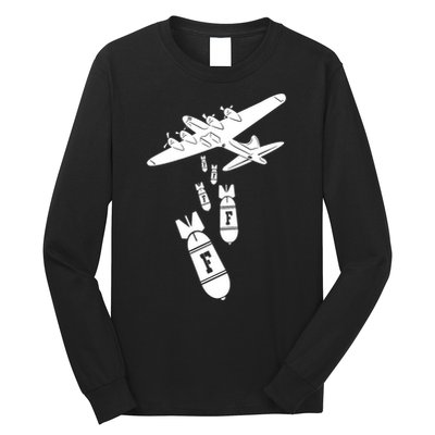 Bomber Dropping F Bombs Funny retro boy Long Sleeve Shirt