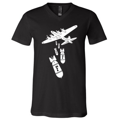 Bomber Dropping F Bombs Funny retro boy V-Neck T-Shirt
