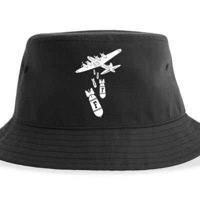 Bomber Dropping F Bombs Funny retro boy Sustainable Bucket Hat