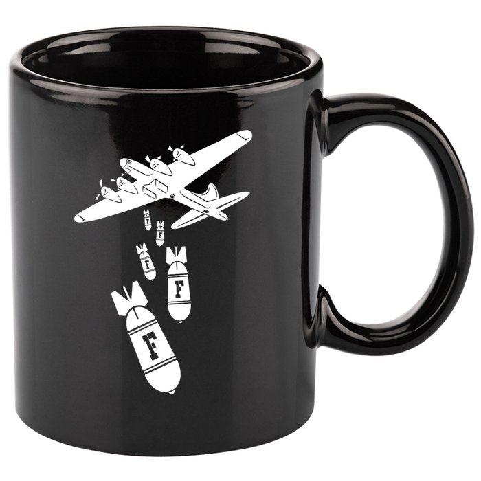 Bomber Dropping F Bombs Funny retro boy 11oz C Handle Ceramic Mug