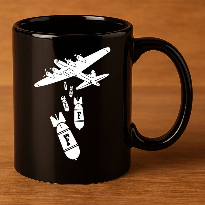 Bomber Dropping F Bombs Funny retro boy 11oz C Handle Ceramic Mug