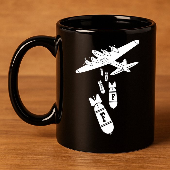 Bomber Dropping F Bombs Funny retro boy 11oz C Handle Ceramic Mug