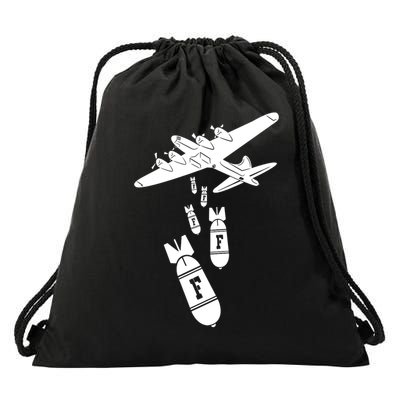 Bomber Dropping F Bombs Funny retro boy Drawstring Bag