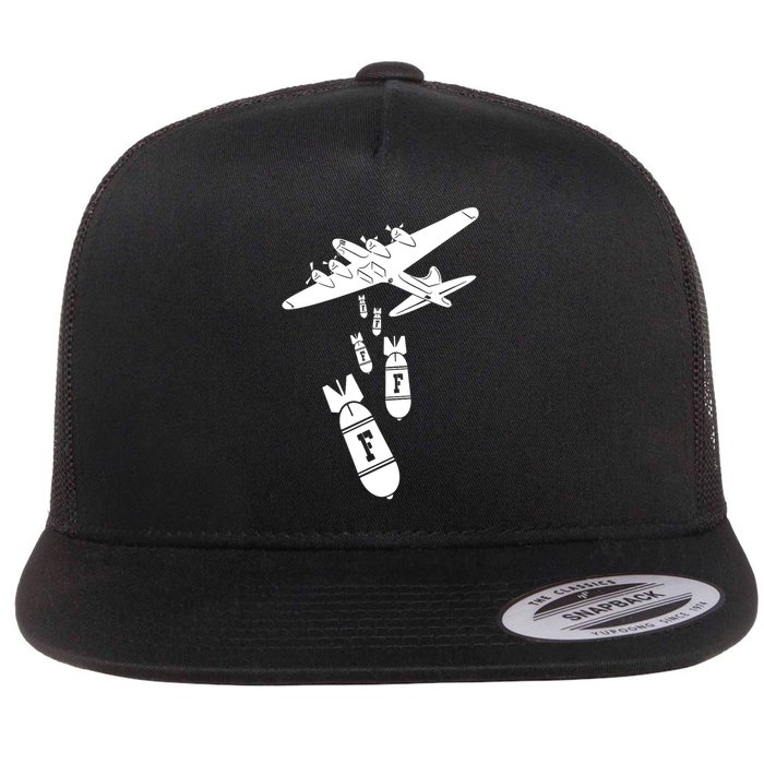 Bomber Dropping F Bombs Funny retro boy Flat Bill Trucker Hat