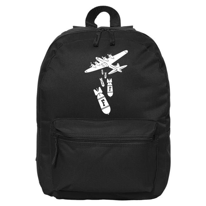 Bomber Dropping F Bombs Funny retro boy 16 in Basic Backpack