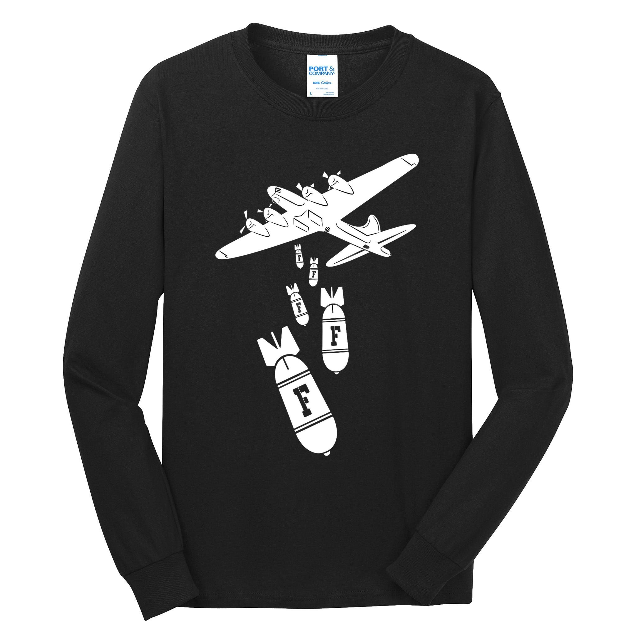 Bomber Dropping F Bombs Funny retro boy Tall Long Sleeve T-Shirt