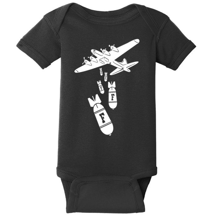 Bomber Dropping F Bombs Funny retro boy Baby Bodysuit