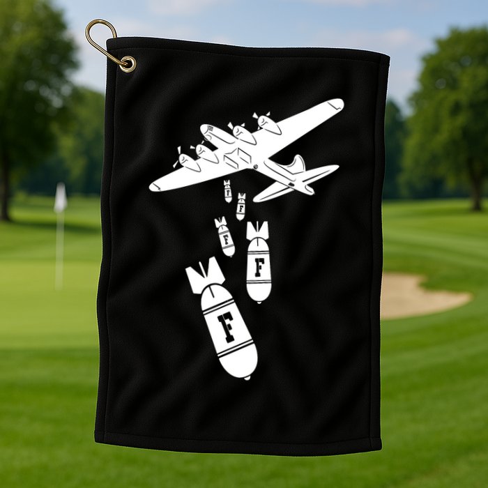 Bomber Dropping F Bombs Funny retro boy Golf Towel