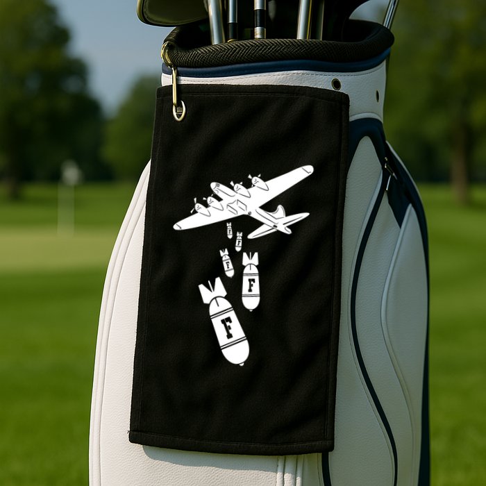 Bomber Dropping F Bombs Funny retro boy Golf Towel