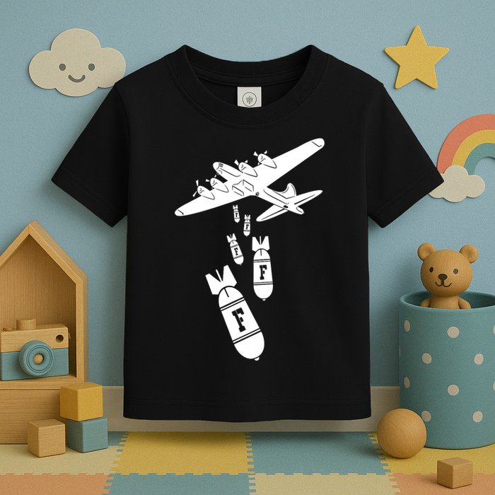 Bomber Dropping F Bombs Funny retro boy Toddler T-Shirt