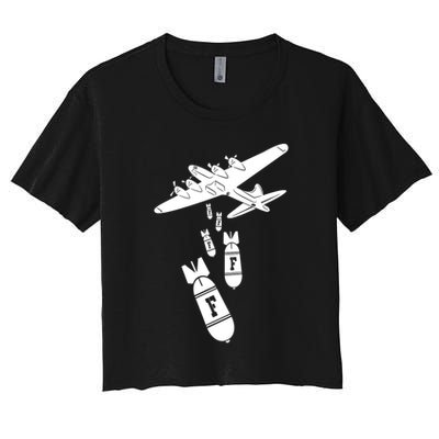 Bomber Dropping F Bombs Funny retro boy Crop Top