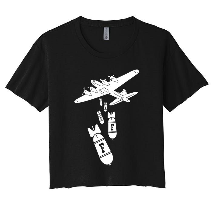 Bomber Dropping F Bombs Funny retro boy Crop Top