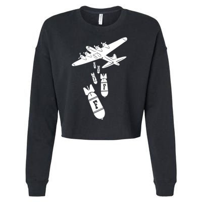 Bomber Dropping F Bombs Funny retro boy Cropped Pullover Crew