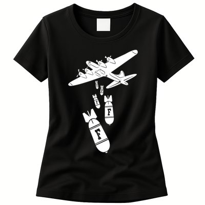 Bomber Dropping F Bombs Funny retro boy Womens T-Shirt