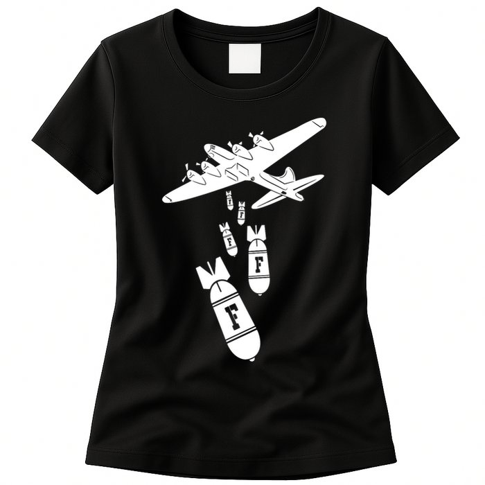 Bomber Dropping F Bombs Funny retro boy Womens T-Shirt