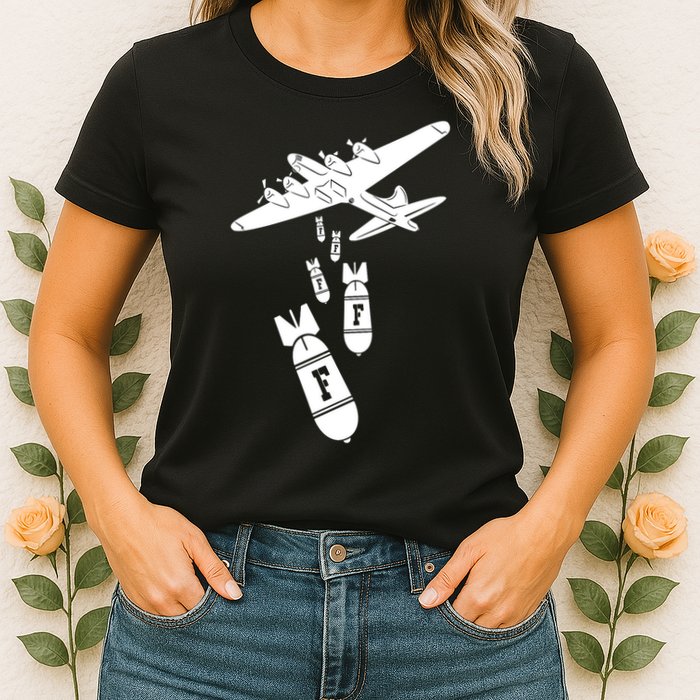 Bomber Dropping F Bombs Funny retro boy Womens T-Shirt