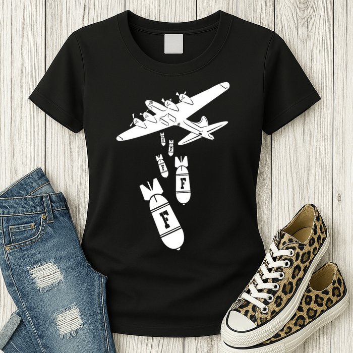 Bomber Dropping F Bombs Funny retro boy Womens T-Shirt