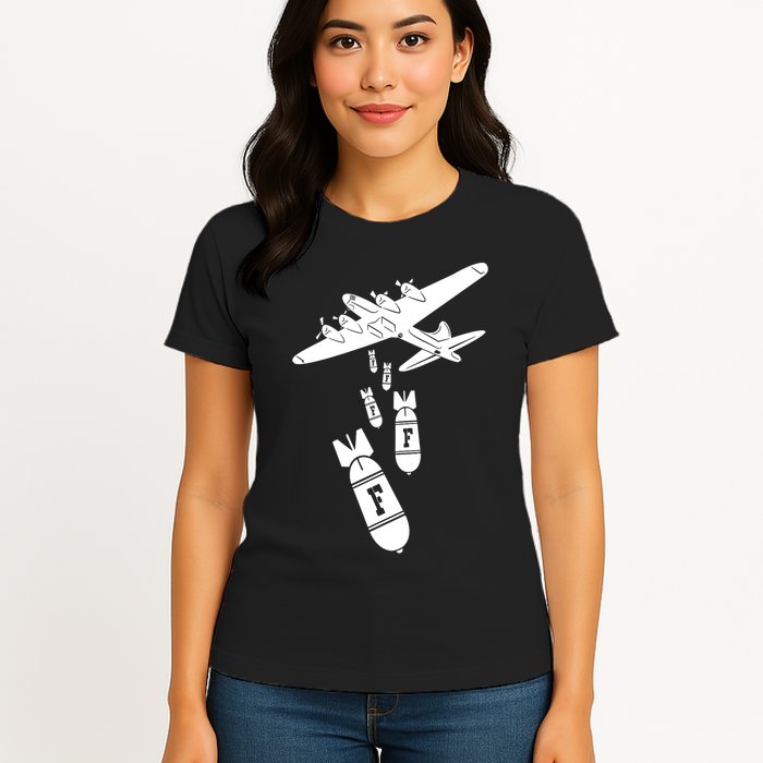 Bomber Dropping F Bombs Funny retro boy Womens T-Shirt