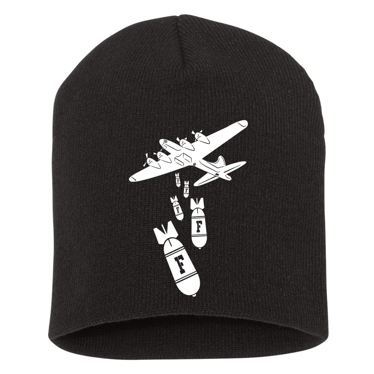 Bomber Dropping F Bombs Funny retro boy Short Acrylic Beanie