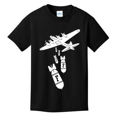 Bomber Dropping F Bombs Funny retro boy Kids T-Shirt