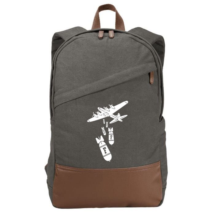 Bomber Dropping F Bombs Funny retro boy Cotton Canvas Backpack