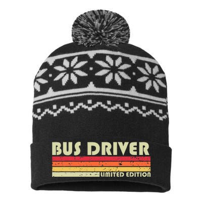 Bus Driver Funny Job Title Profession Birthday Worker Idea USA-Made Snowflake Beanie