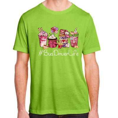 Bus Driver Funny Coffee Hearts Happy Valentines Day Gift Adult ChromaSoft Performance T-Shirt