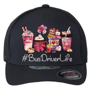 Bus Driver Funny Coffee Hearts Happy Valentines Day Gift Flexfit Unipanel Trucker Cap