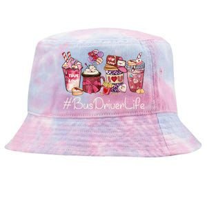 Bus Driver Funny Coffee Hearts Happy Valentines Day Gift Tie-Dyed Bucket Hat