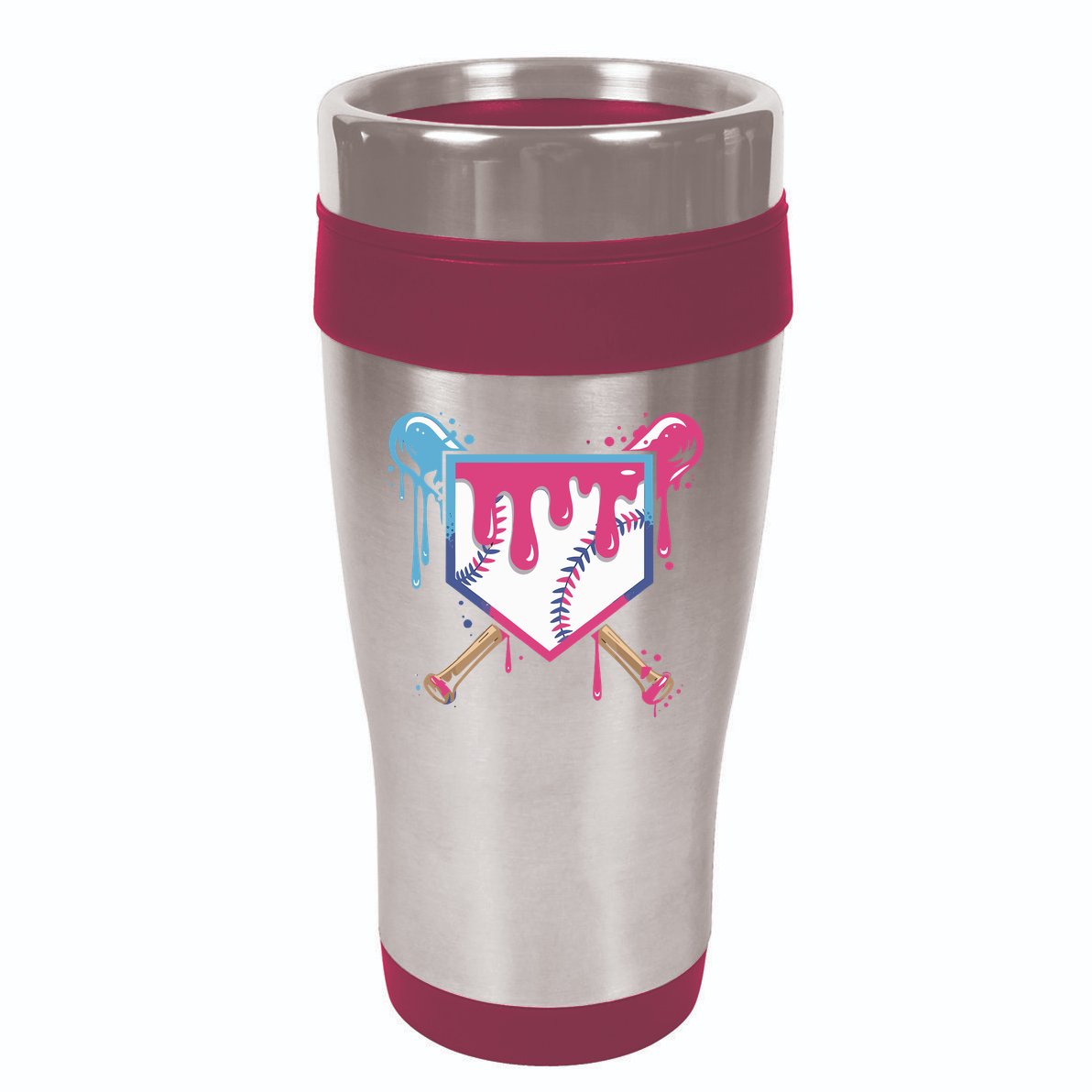 Baseball Drip FIce Cream Drip Baseball 16oz Travel Tumbler