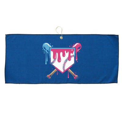 Baseball Drip FIce Cream Drip Baseball Large Microfiber Waffle Golf Towel