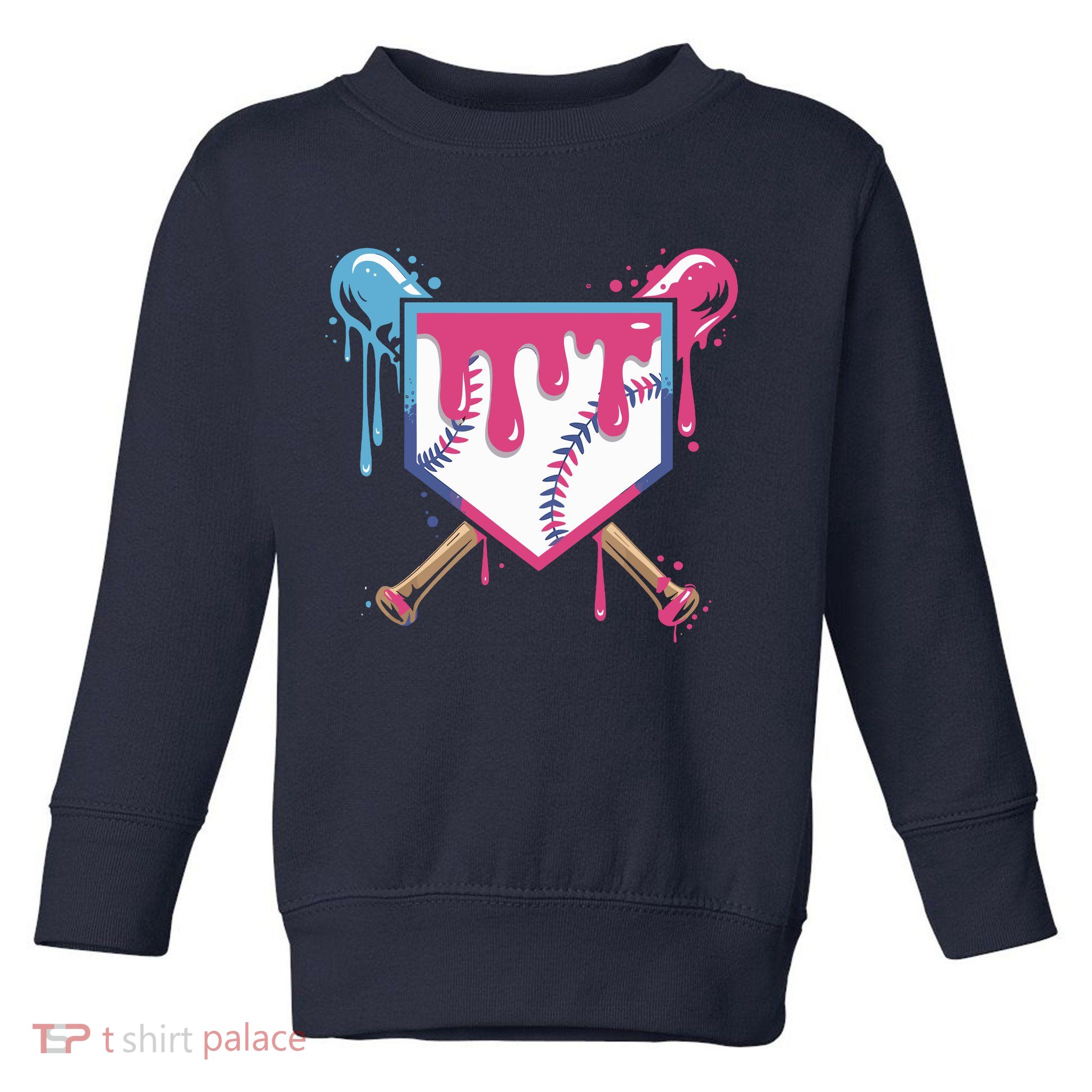 Baseball Drip FIce Cream Drip Baseball Toddler Sweatshirt