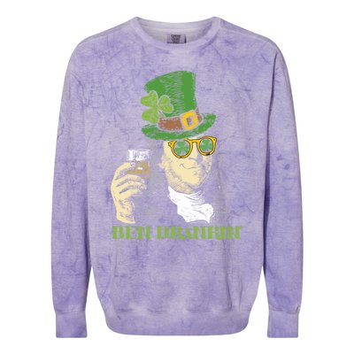 Ben Drankin Funny Green Shamrock Political St Patricks Day Gift Colorblast Crewneck Sweatshirt