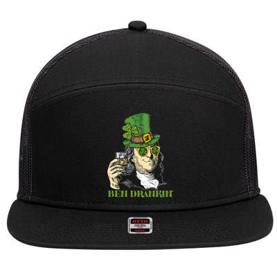 Ben Drankin Funny Green Shamrock Political St Patricks Day Gift 7 Panel Mesh Trucker Snapback Hat