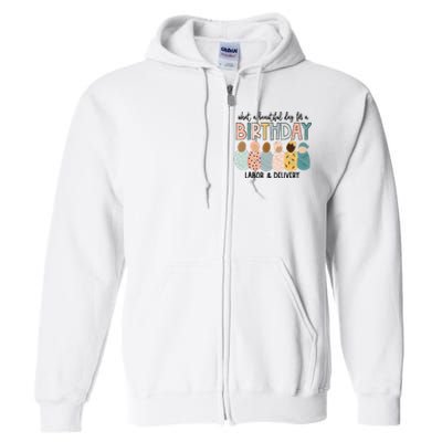 Beautiful Day for A Birthday Labor and Delivery Nurse Full Zip Hoodie