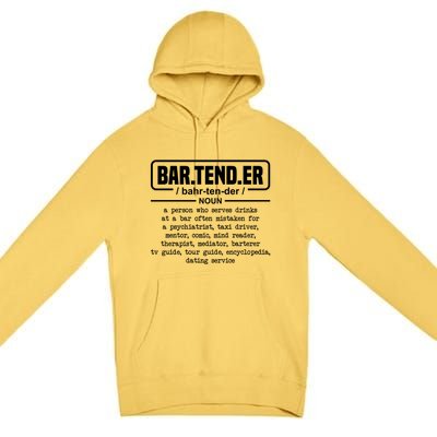 Bartender Definition For Bartender Gift Premium Pullover Hoodie