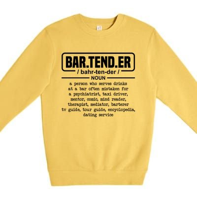 Bartender Definition For Bartender Gift Premium Crewneck Sweatshirt