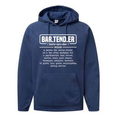 Bartender Definition For Bartender Gift Performance Fleece Hoodie