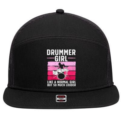 Best Drums For Girls Women Drummer Music Band Drum Musician 7 Panel Mesh Trucker Snapback Hat