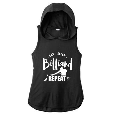 Billiards Dad Funny Eat Sleep Billiards Repeat Gift Father's Day Ladies PosiCharge Tri-Blend Wicking Draft Hoodie Tank