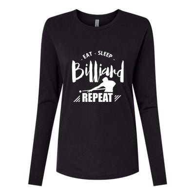 Billiards Dad Funny Eat Sleep Billiards Repeat Gift Father's Day Womens Cotton Relaxed Long Sleeve T-Shirt